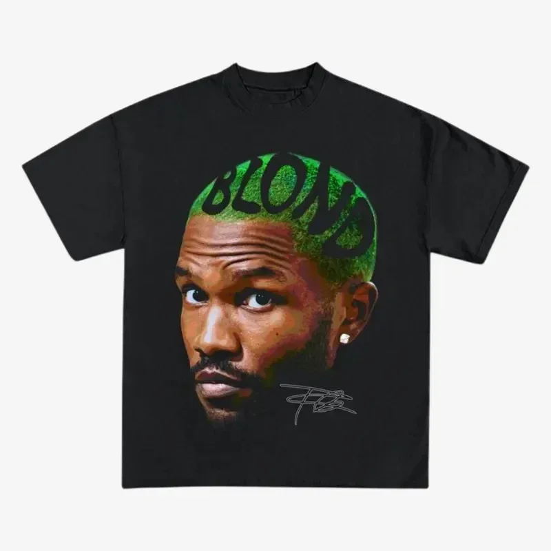 Rapper Frank Retro Graphic T Shirt Men's Hip Hop Ocean Album Clothing T-Shirts Y2k Unisex Blond Fashion Oversized Cotton T-shirt