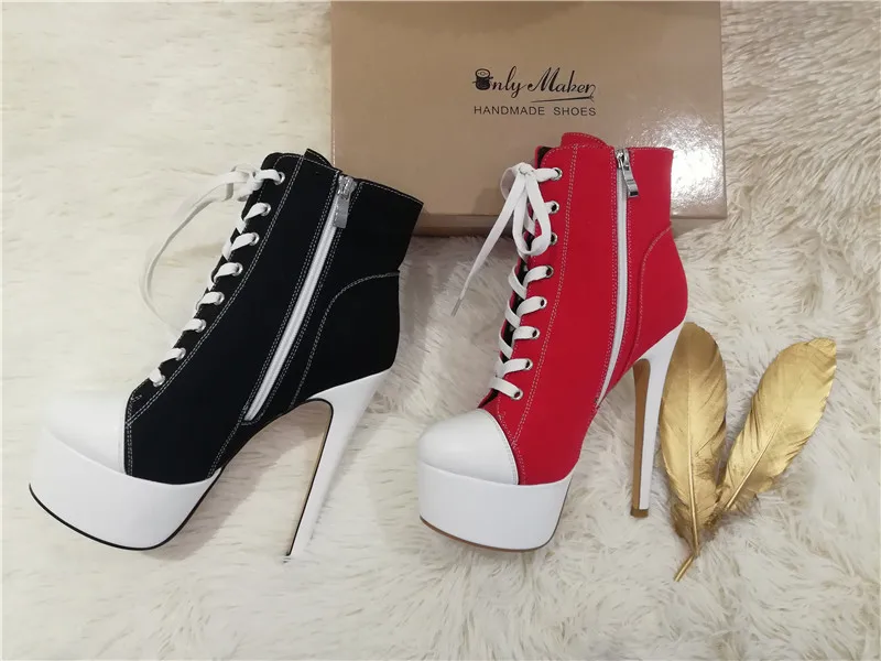 Women's Canvas Platform Lace Up Ankle Boots
