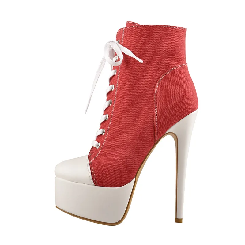 Women's Canvas Platform Lace Up Ankle Boots