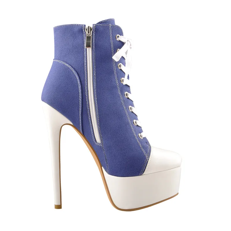Women's Canvas Platform Lace Up Ankle Boots