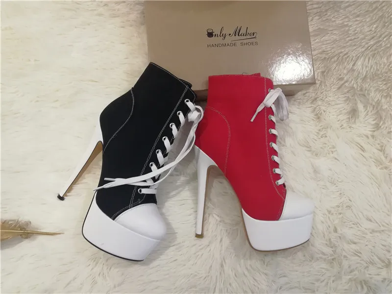Women's Canvas Platform Lace Up Ankle Boots