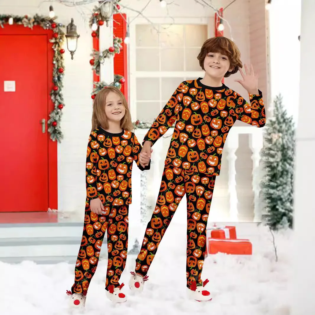 Halloween parent-child pajama set pumpkin funny devil print European and American style home wear - Image 3