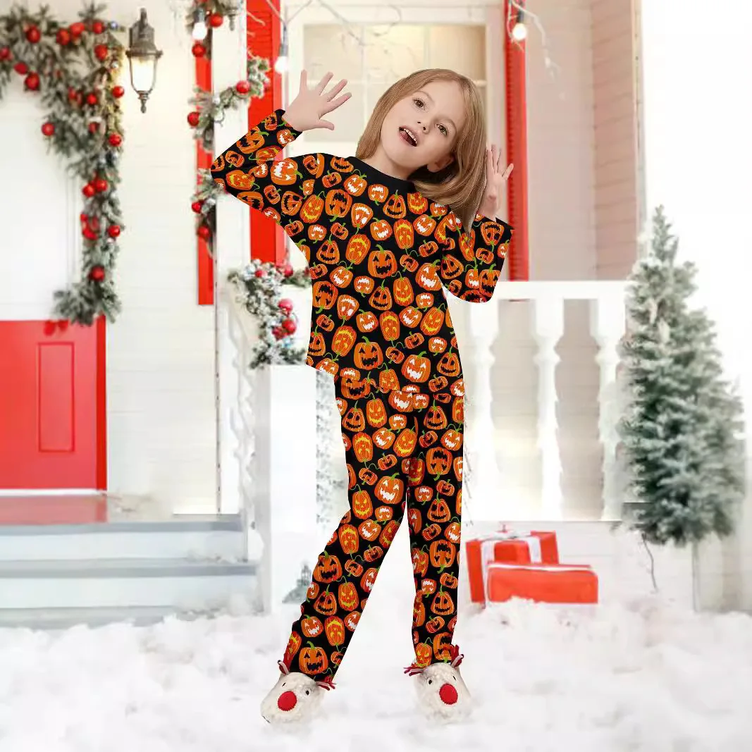 Halloween parent-child pajama set pumpkin funny devil print European and American style home wear - Image 4