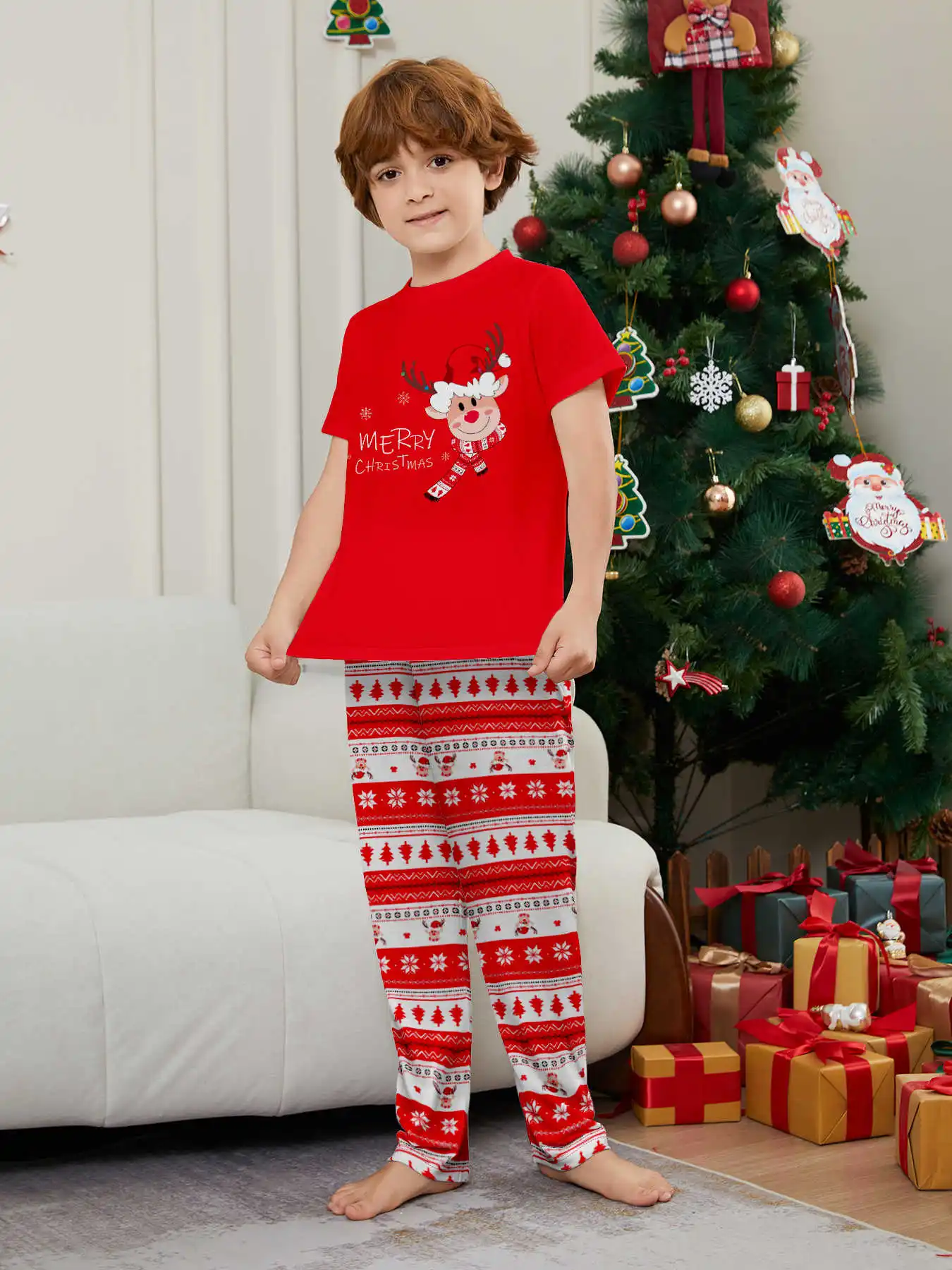New Year's Costumes Short Sleeve Christmas Pyjamas Set Adults Kids Matching Outfits Cute Elk Print T-shirt+Trousers Loungewear New Year's Costumes Short Sleeve Christmas Pyjamas Set Adults Kids Matching Outfits Cute Elk Print T-shirt+Trousers Loungewear