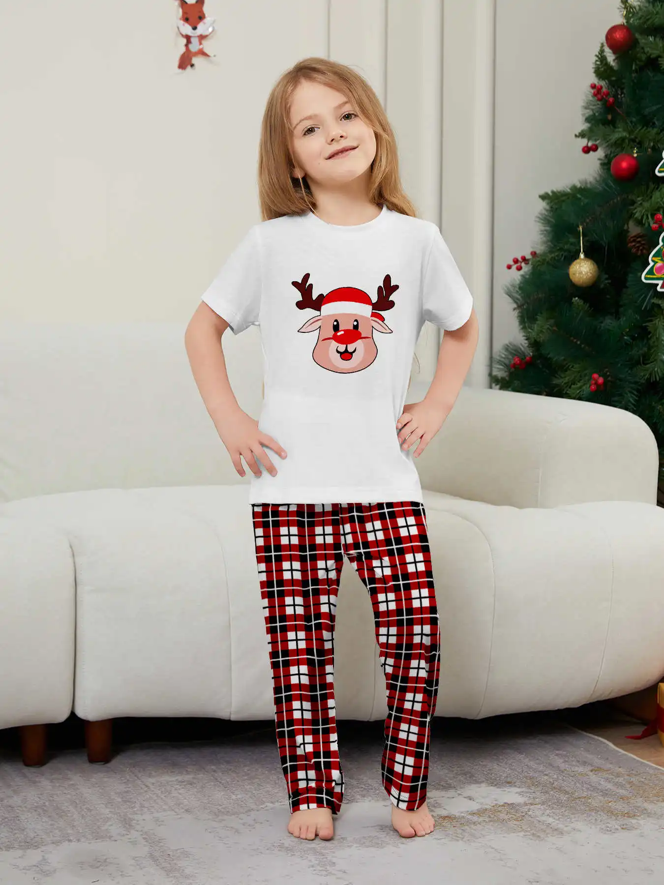 New Year's Costumes Short Sleeve Christmas Pyjamas Set Adults Kids Matching Outfits Cute Elk Print T-shirt+Trousers Loungewear New Year's Costumes Short Sleeve Christmas Pyjamas Set Adults Kids Matching Outfits Cute Elk Print T-shirt+Trousers Loungewear