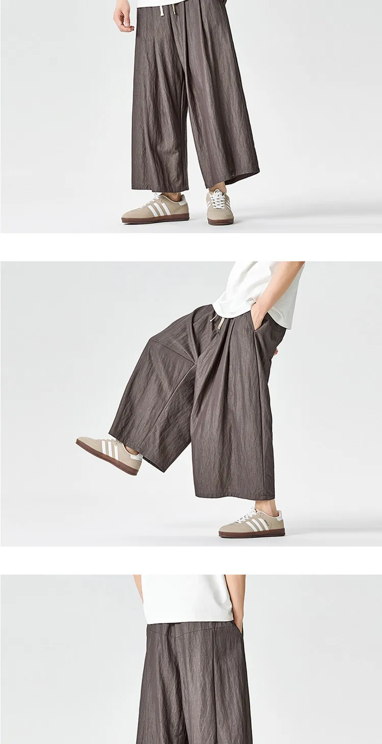 Wide Leg Pants Men Women Summer Thin Harajuku Oversized Loose Casual Trousers Unisex Style Solid Color Joggers Pants Streetwear