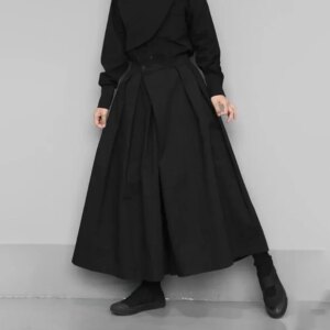 Dark Gothic Style Loose 7-point Hakama Pants 2024 New Trendy Wide Leg Pants Genderless Large Size Design Samurai Pants Unisex