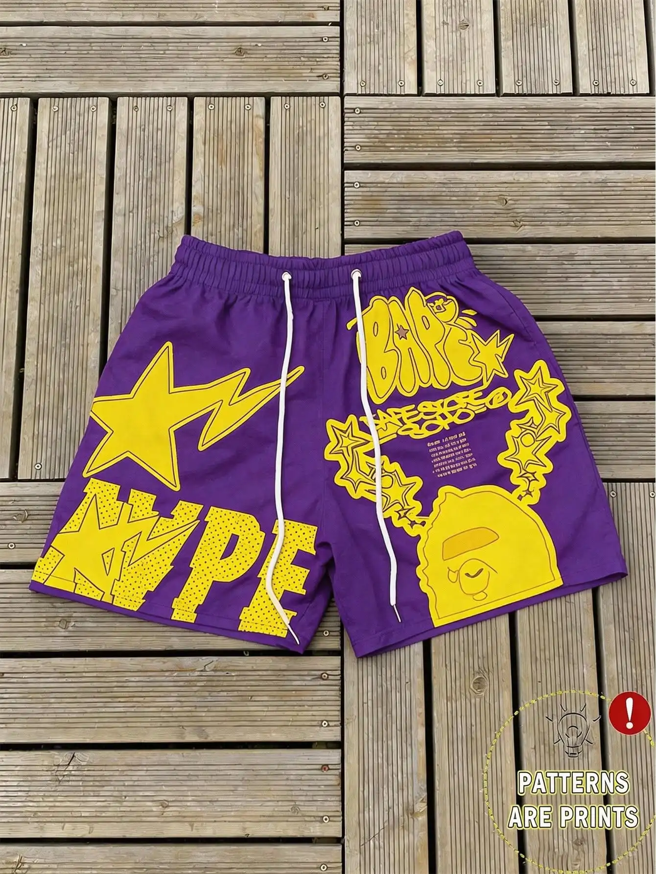 Purple Yellow Graphic Shorts Loose Summer Beach Hip Hop Unisex Casual Five Points Star Letter Streetwear Sports Short Pants Purple Yellow Graphic Shorts Loose Summer Beach Hip Hop Unisex Casual Five Points Star Letter Streetwear Sports Short Pants