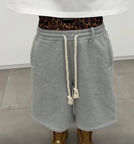 American High Street Fashion Brand Y2K Double Waist Embroidered Design Casual Loose Five Quarter Shorts American High Street Fashion Brand Y2K Double Waist Embroidered Design Casual Loose Five Quarter Shorts