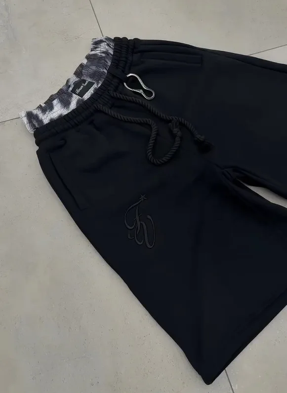American High Street Fashion Brand Y2K Double Waist Embroidered Design Casual Loose Five Quarter Shorts American High Street Fashion Brand Y2K Double Waist Embroidered Design Casual Loose Five Quarter Shorts