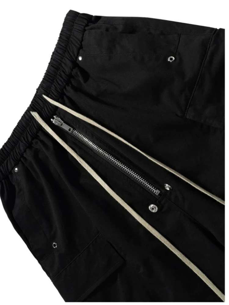 Mens Cargo Shorts Dark Drawstring Multi Pocket Shorts Harajuku Unisex Loose Fit Five Length Straight Leg Casual Streetwear New Mens Cargo Shorts Dark Drawstring Multi Pocket Shorts Harajuku Unisex Loose Fit Five Length Straight Leg Casual Streetwear New