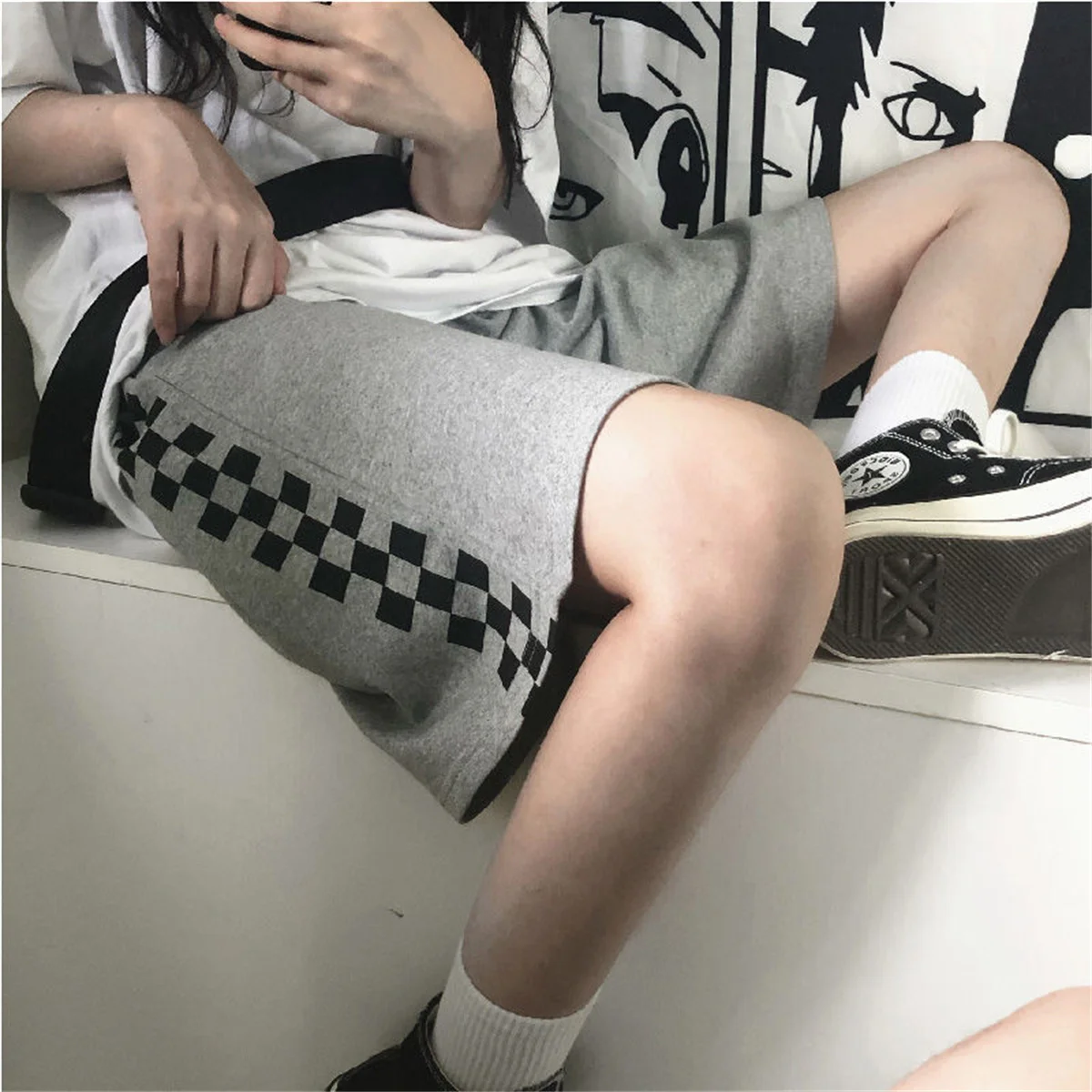 Shorts Women Retro Unisex Plaid Punk Simple Elastic Waist Casual Harajuku Trouser Couple Loose Y2k Daily Streetwear Gothic Men Shorts Women Retro Unisex Plaid Punk Simple Elastic Waist Casual Harajuku Trouser Couple Loose Y2k Daily Streetwear Gothic Men