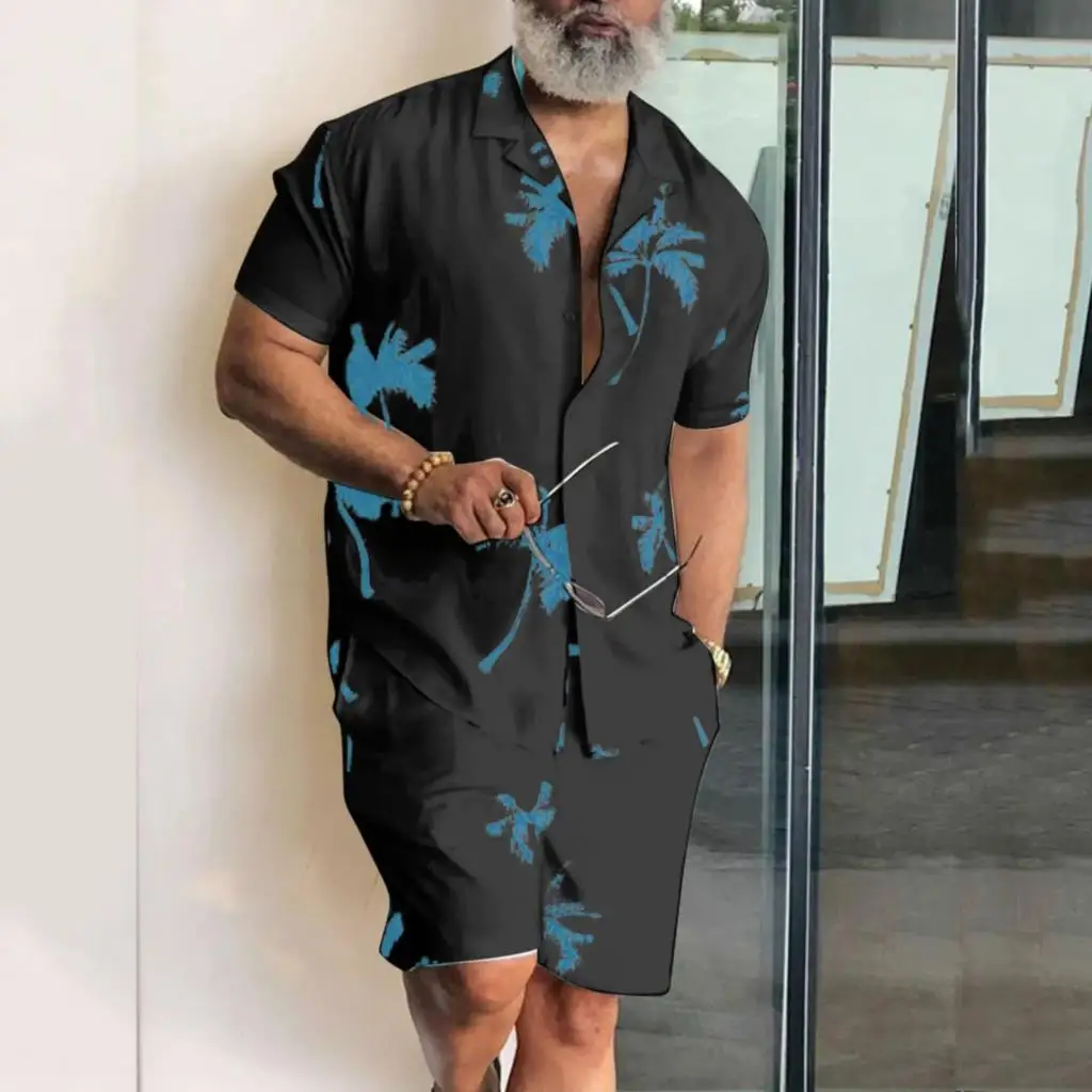 Men Shirt Sets 3d Print Coconut Tree Short Sleeve Casual Shirt Oversized Beach Shorts Summer Streetwear Hawaiian Suits Clothes - Image 3
