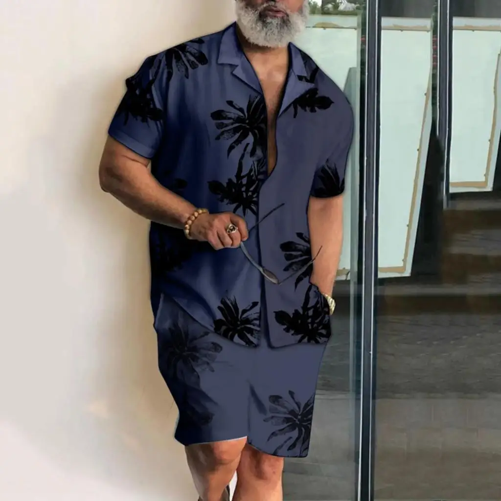 Men Shirt Sets 3d Print Coconut Tree Short Sleeve Casual Shirt Oversized Beach Shorts Summer Streetwear Hawaiian Suits Clothes - Image 2