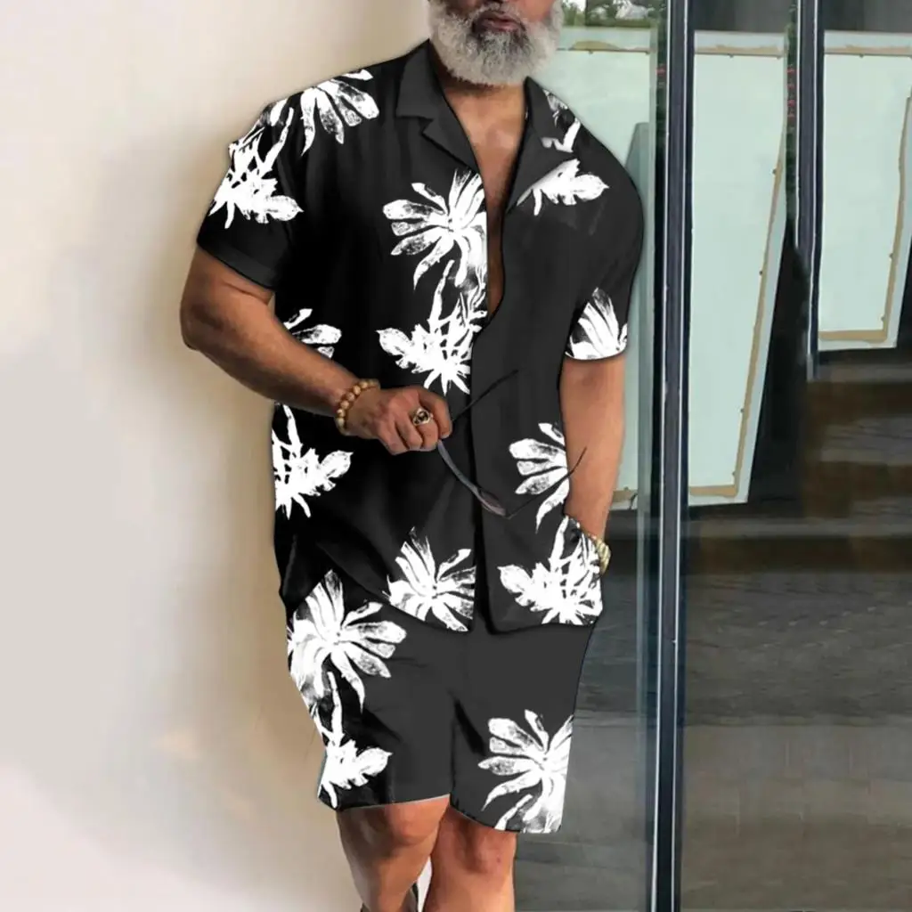 Men Shirt Sets 3d Print Coconut Tree Short Sleeve Casual Shirt Oversized Beach Shorts Summer Streetwear Hawaiian Suits Clothes - Image 4