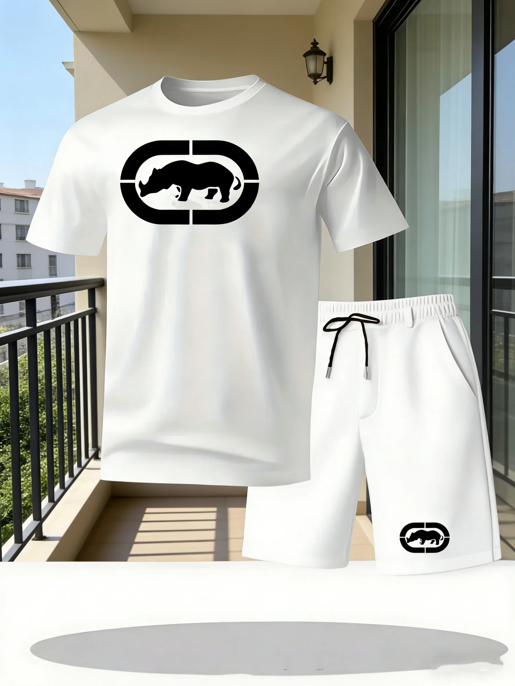 Men's Summer Breathable Sportswear Round Neck Short Sleeved Five Quarter Shorts Lightweight and Comfortable Sports Style Set Men's Summer Breathable Sportswear Round Neck Short Sleeved Five Quarter Shorts Lightweight and Comfortable Sports Style Set