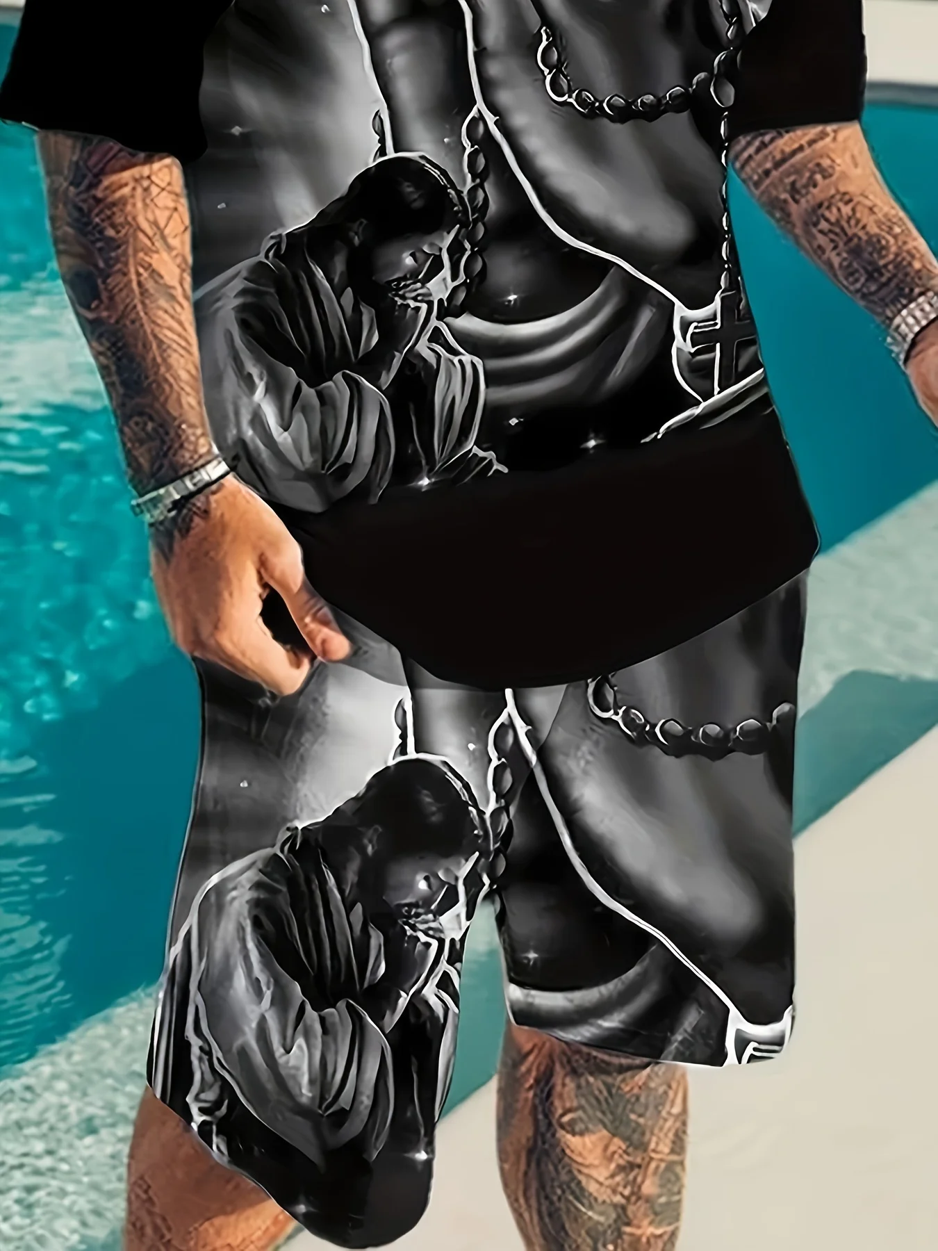 Summer 2025 new men's casual set, street fashion and comfortable T-shirt, 3D digital print pattern, outdoor sports running short Summer 2025 new men's casual set, street fashion and comfortable T-shirt, 3D digital print pattern, outdoor sports running short