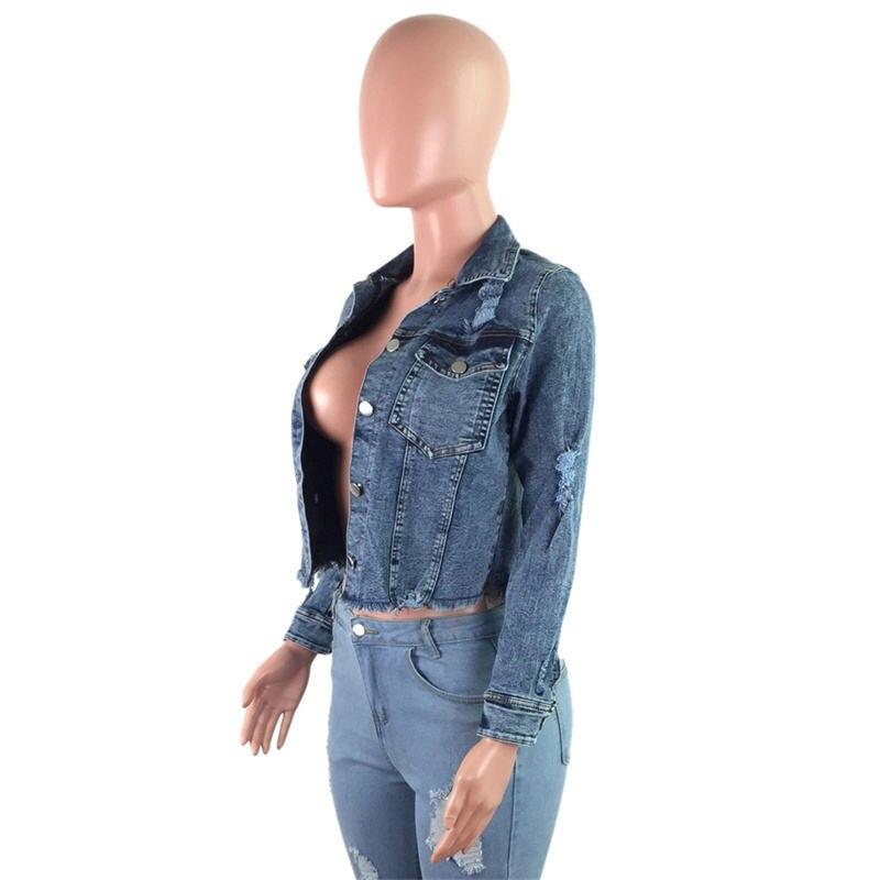 Women's Ripped Denim Jacket - Image 3