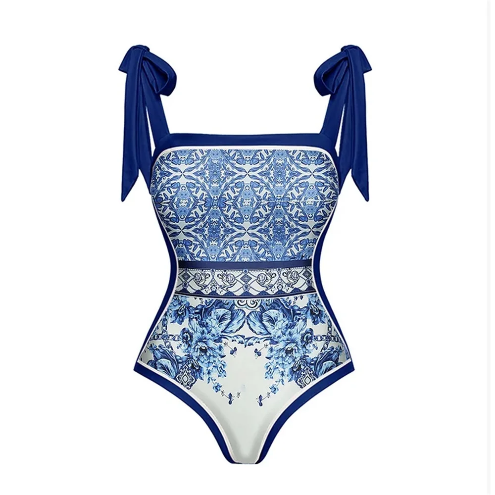 New Retro Printed Swimsuit With Cover Up Women Floral Swimwear 2025 Sexy Swim Suit Bikinis Female Bodysuit Bathingsuit Beachwear