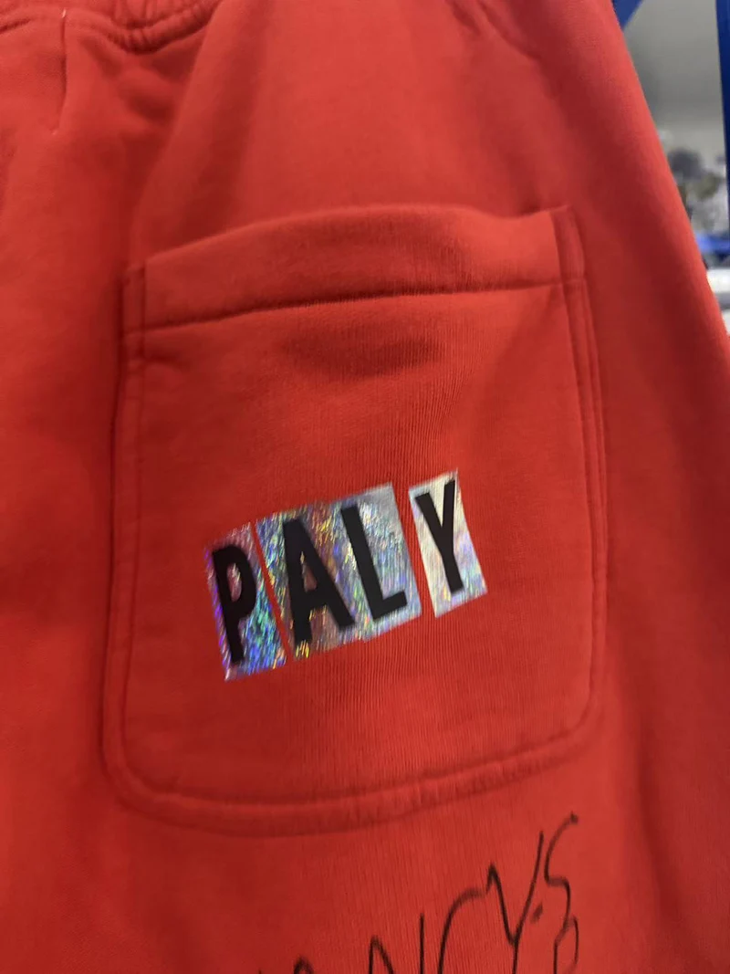 Paly Red Rock Graffiti Sweatpants Elastic Waist Drawstring Vintage High Quality Loose Straight Casual Pants Unisex