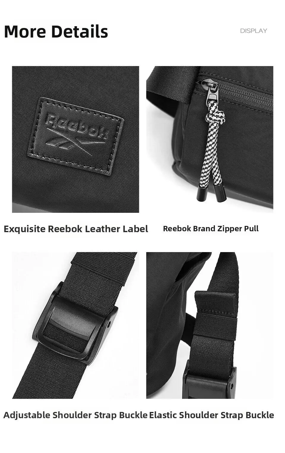 REEBOK Minimalist Black Crossbody Shoulder Bag Unisex Women Men Water Resistant Casual Simple Medium Messenger Side Bag REEBOK Minimalist Black Crossbody Shoulder Bag Unisex Women Men Water Resistant Casual Simple Medium Messenger Side Bag