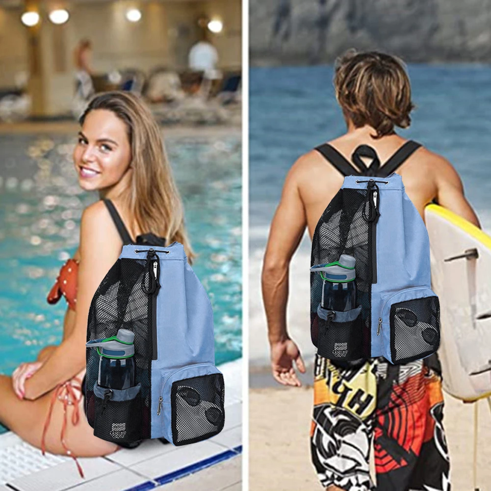 Mesh Drawstring Gym Bags for Swimming Pool Sports Beach Mesh Drawstring Backpack for Men Women Swimmers Workout Gear Cinch Bag