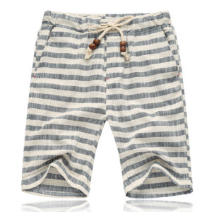 Men's Stylish Breathable Cotton Shorts with Striped Pattern and Drawstring