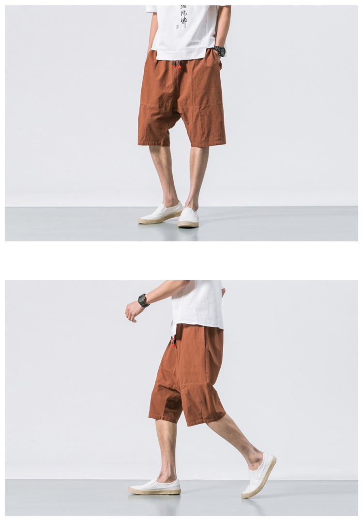 Men's Breathable Calf Length Elastic Waist Shorts Men's Breathable Calf Length Elastic Waist Shorts