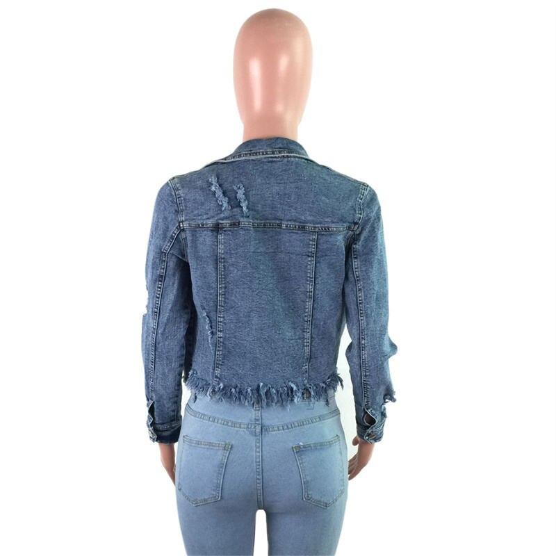 Women's Ripped Denim Jacket - Image 4